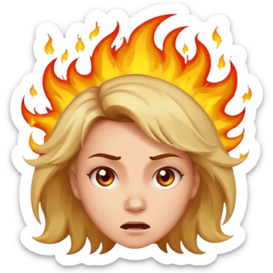 Woman with hair on fire freaking out with stress sticker