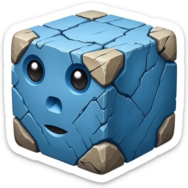 american-blue-intricate-stone-age-rocky-cube-shaped sticker