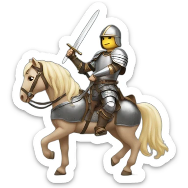 Hero on a horse in armour with sword sticker