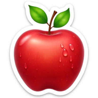 Cinematic Realistic Apple Emoji, Fresh and vibrant, with a crisp, red skin glistening with droplets of water. The smooth, shiny surface catches the light, while the green stem adds a natural touch. Soft glowing outline, capturing the essence of health, sweetness, and freshness in a crisp apple! sticker