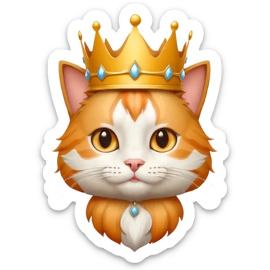 Cat wearing king hat sticker