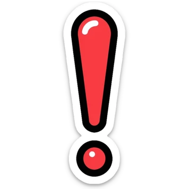 warning bell with red exclamation mark sticker
