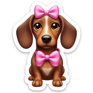 Sausage dog with a pink bow and cute big eyes  sticker