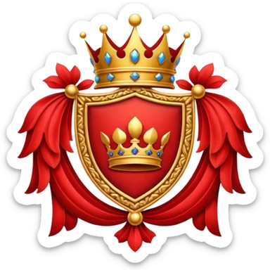 Royal crest (mainly red) sticker