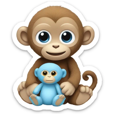 Light brown body, light blue eyes, baby monkey, jellycat stuffed animal sticker