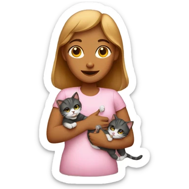 A woman with two baby cats sticker
