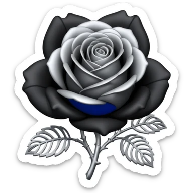 Black and silver filigree rose, 3D, extremely detailed design sticker