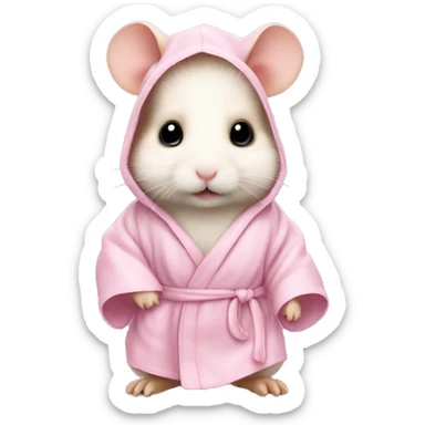 baby hamster in light pink robe full body sticker