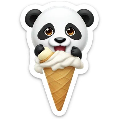 Panda eating ice cream sticker