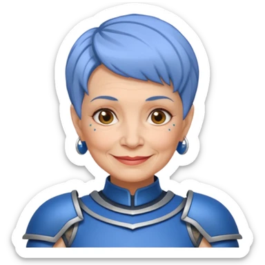 Elderly Tattooed Knights female, with short hair, blue armour sticker
