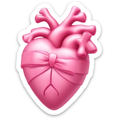 Pink anatomical heart pastel pink with pink bow on top sticker