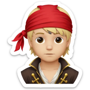 boy with blond hair that is dressed as a pirate sticker