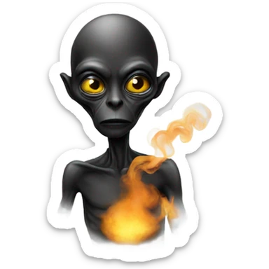A black alien smoking sticker