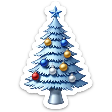 White christmas tree with blue and silver decoration sticker