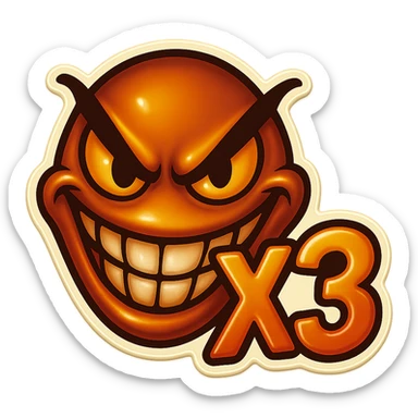 grin EVIL LOOk , Make it say "X3"" sticker