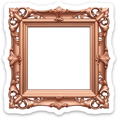 rose gold rococco square frame sticker