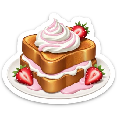 French toast with strawberries and pink whipped cream sticker