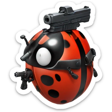 Ladybird with a gun on its back  sticker