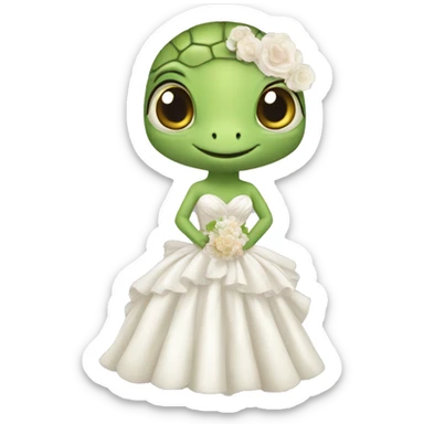 A cité turtle with a wedding dress sticker