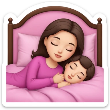 brunette-girl-in-pink-bed-sleeping-pretty-eyelashes-light-skin sticker