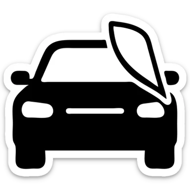 solid icon of a luxury glossy black car with a section covered by a semi-transparent rolled film, light gray film, curved effect for adhesion, minimal and modern sticker