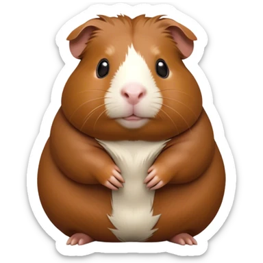 Cinematic Noble Brown Guinea Pig Portrait Emoji, Poised and regal, with a compact, chubby build and a soft, well-groomed rich brown coat, deep-set soulful dark eyes, Simplified yet sharp and sophisticated features, highly detailed, glowing with a warm, dignified glow, high shine, intelligent and charming, stylized with an air of gentle coziness, focused and attentive, soft glowing outline, capturing the essence of a watchful and confident little rodent, so majestic it feels as though it could scurry out of the screen with effortless authority! sticker
