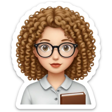 Curly girl and glasses sticker