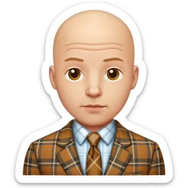 bald man wear a plaid suit sticker