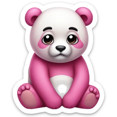 cute sad pink panda sticker