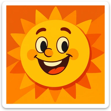 Sprunkl Mr Sun, cheerful sun character with a big smile, playful and bright, cartoon style, vibrant colors, simple background sticker