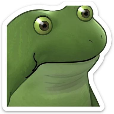 light pink tulip bouquet, green bufo frog meme style sticker