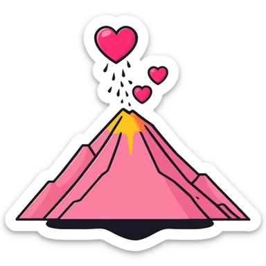 Pink volcano of hearts  sticker