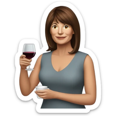 Patricia Bullrich with a cup of wine sticker