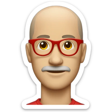 skinhead man wearing red eyeglass sticker