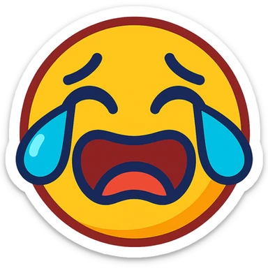 funny crying emoji in vibrant toon style sticker