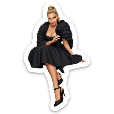 sitting girl in black dress sticker