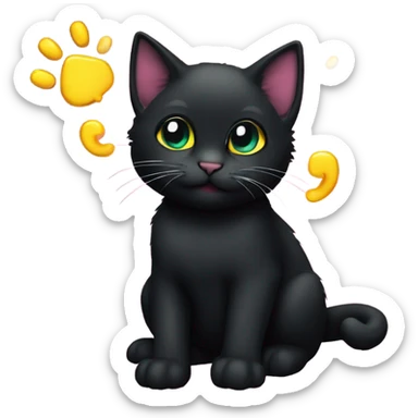 Black kitten at rave sticker