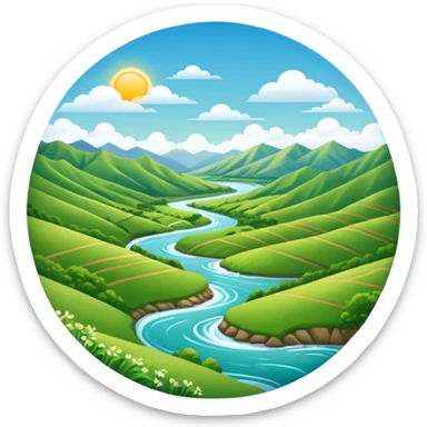 sunny new zealand summer valley with a river sticker