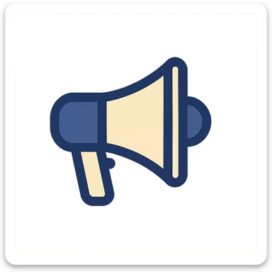 megaphone flat icon, minimal details, clear silhouette sticker