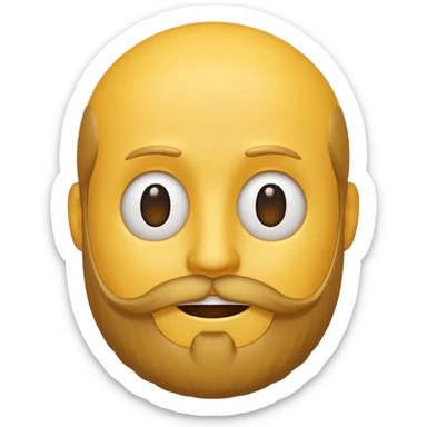 A yellow smiley emoji with a beard on top of his head sticker