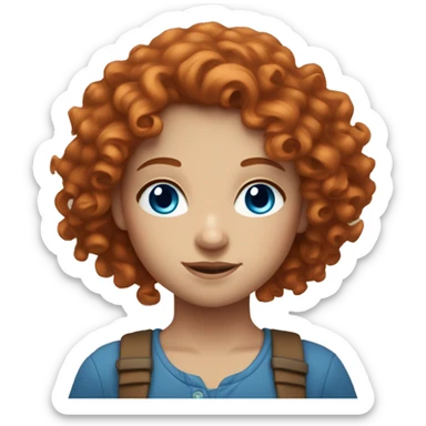 Curly-haired red-haired girl with blue eyes and fair skin sticker