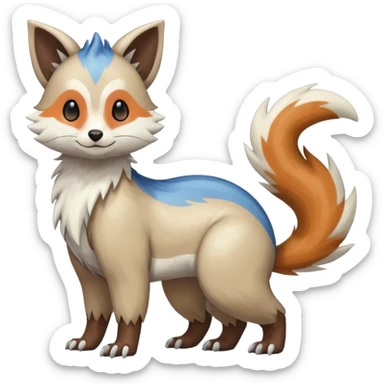 Shiny Brown Orange Blue White Beige Linoone-Absol-Trico-Furret-Hybrid (Full body) sticker