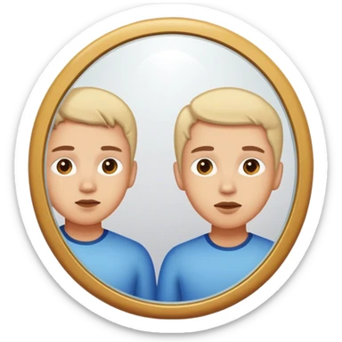 Una persona mirando a un espejo. en el espejo esa persona me mira a mi.  sticker