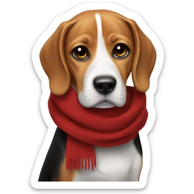 Beagle wearing a black and read scarf sticker