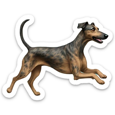 Brindle dog black face lurcher running cyan lighting sticker