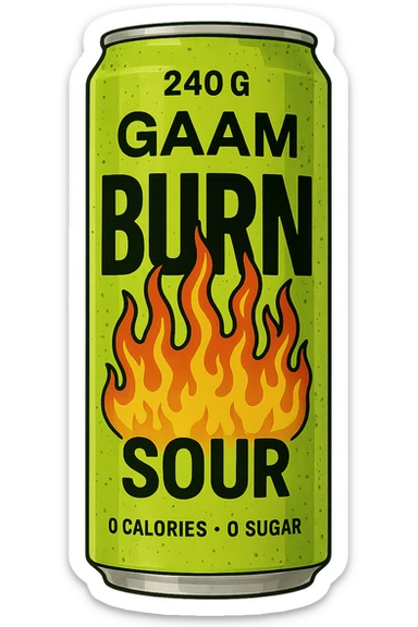 Gaam Burn 240 G Sour, digital illustration, no background sticker