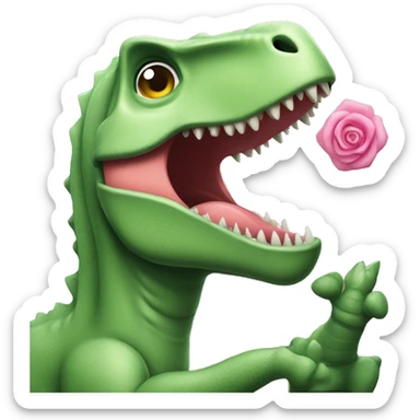 Un dinosaurios verde besando a un dinosaurio rosa sticker