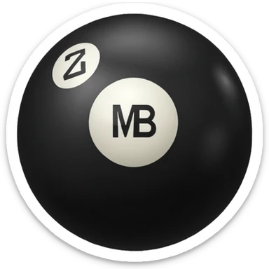 Pool ball back ball with the “MB” written on it. sticker