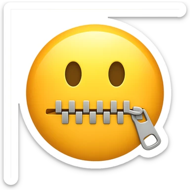 yellow face with zipper mouth emoji, digital illustration sticker