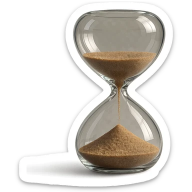 3D hyperrealistic hourglass, detailed, 4K render, transparent glass with visible sand inside, transparent background sticker